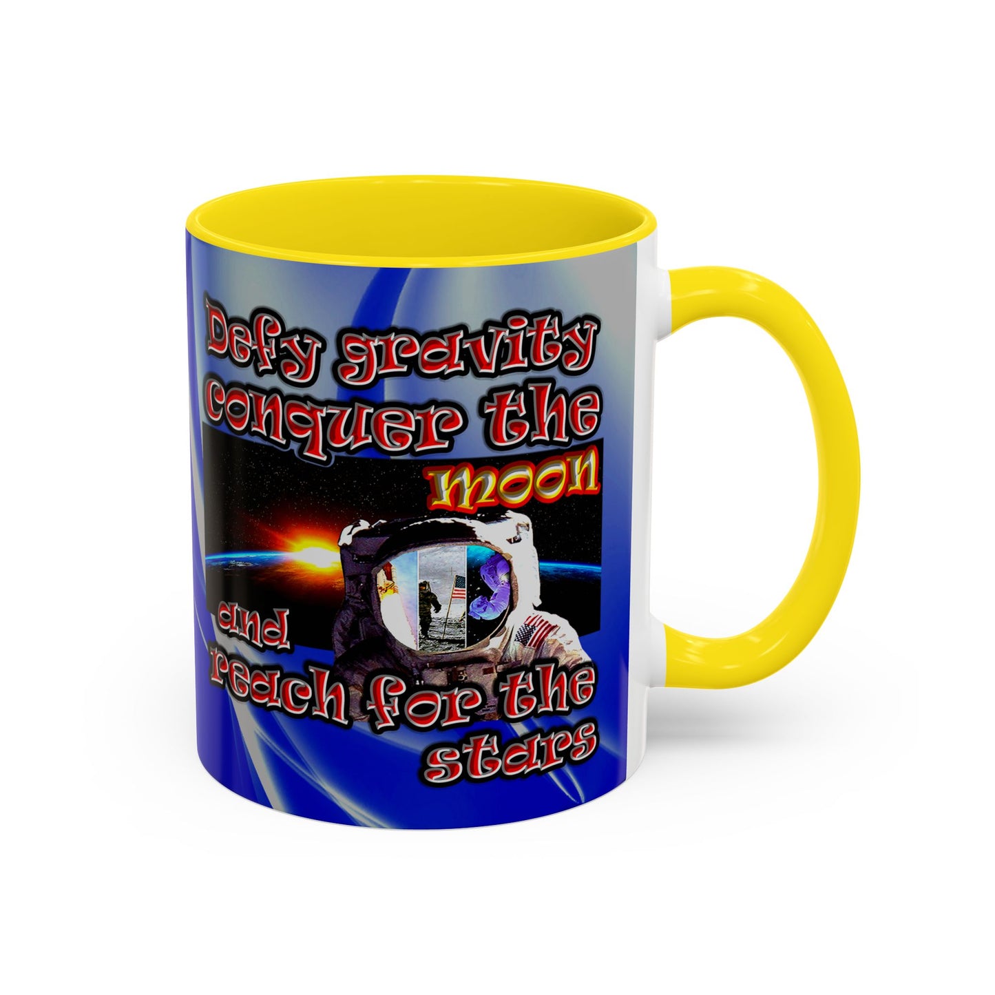 defy conquer reach - Accent Mug (blue-white wave)