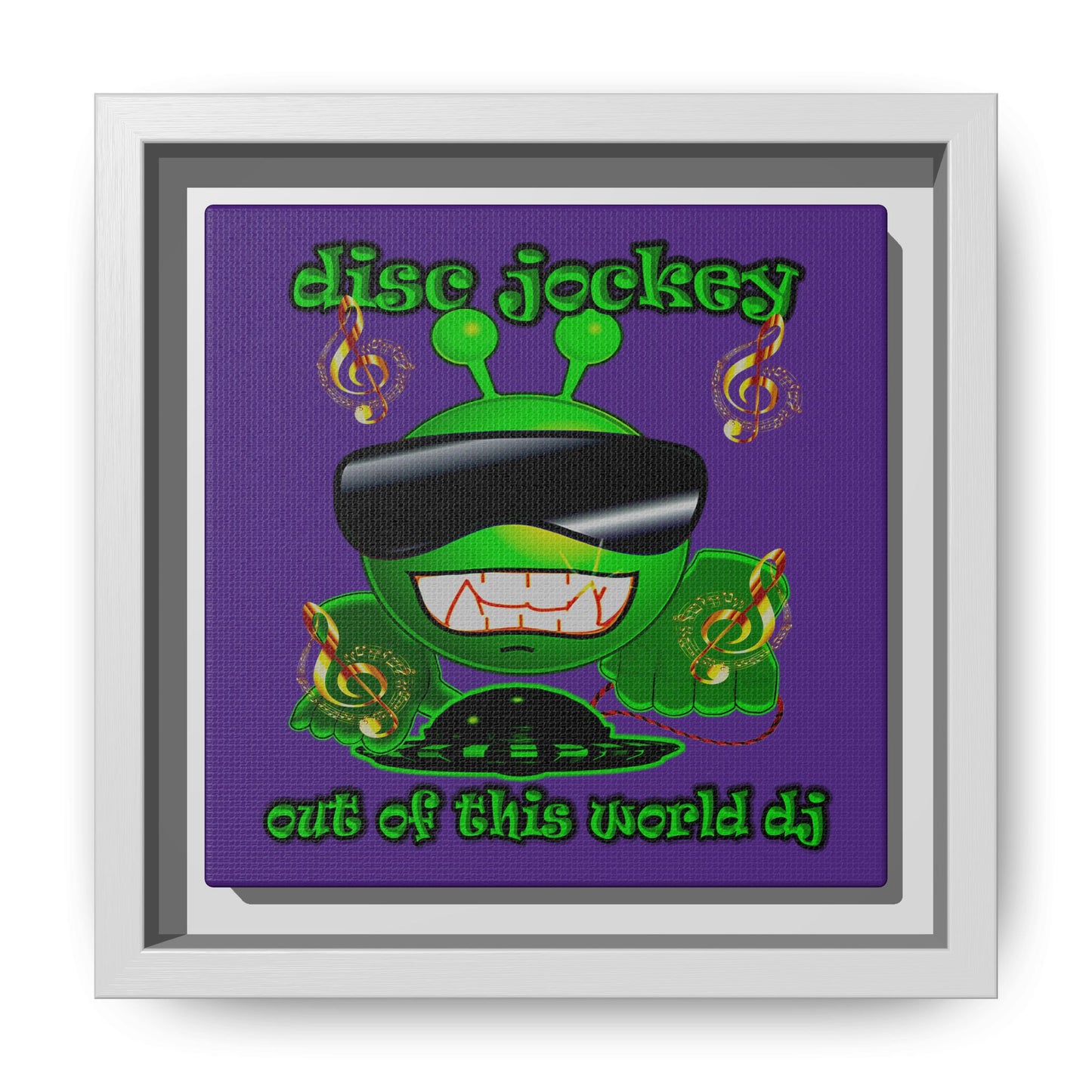 disc jockey - framed canvas art (purple)