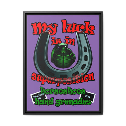my luck - framed canvas art (light purple)