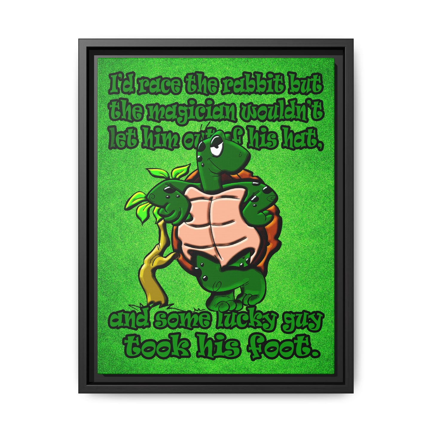turtle race - framed canvas art (green turf)