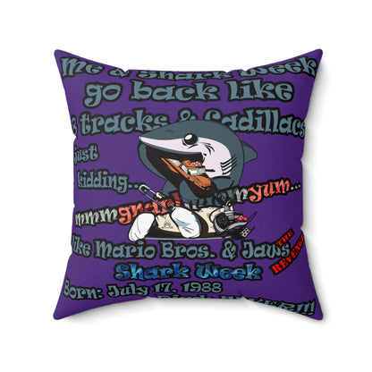 shark week - Faux Suede Square Pillow - (purple)