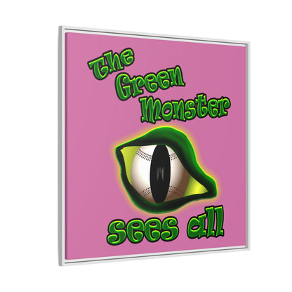 green monster - framed canvas art (light pink)
