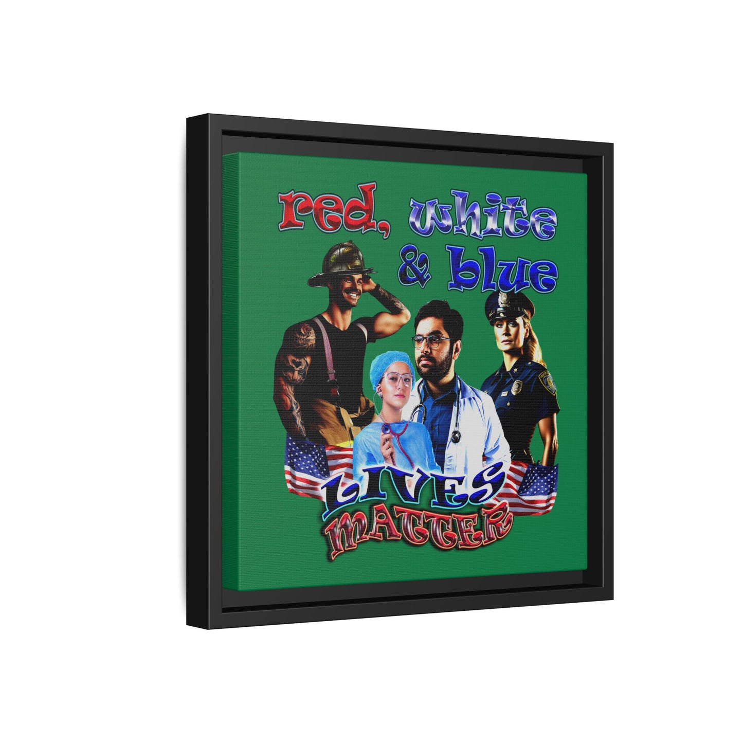rw&b lives matter - framed canvas art (dark green)