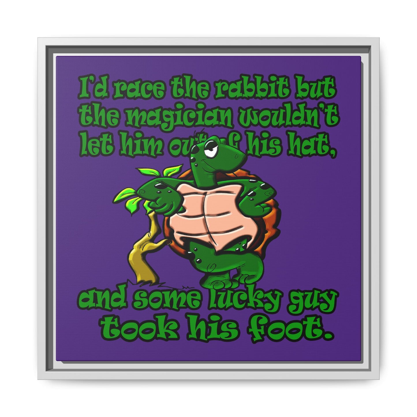 turtle race - framed canvas art (purple)