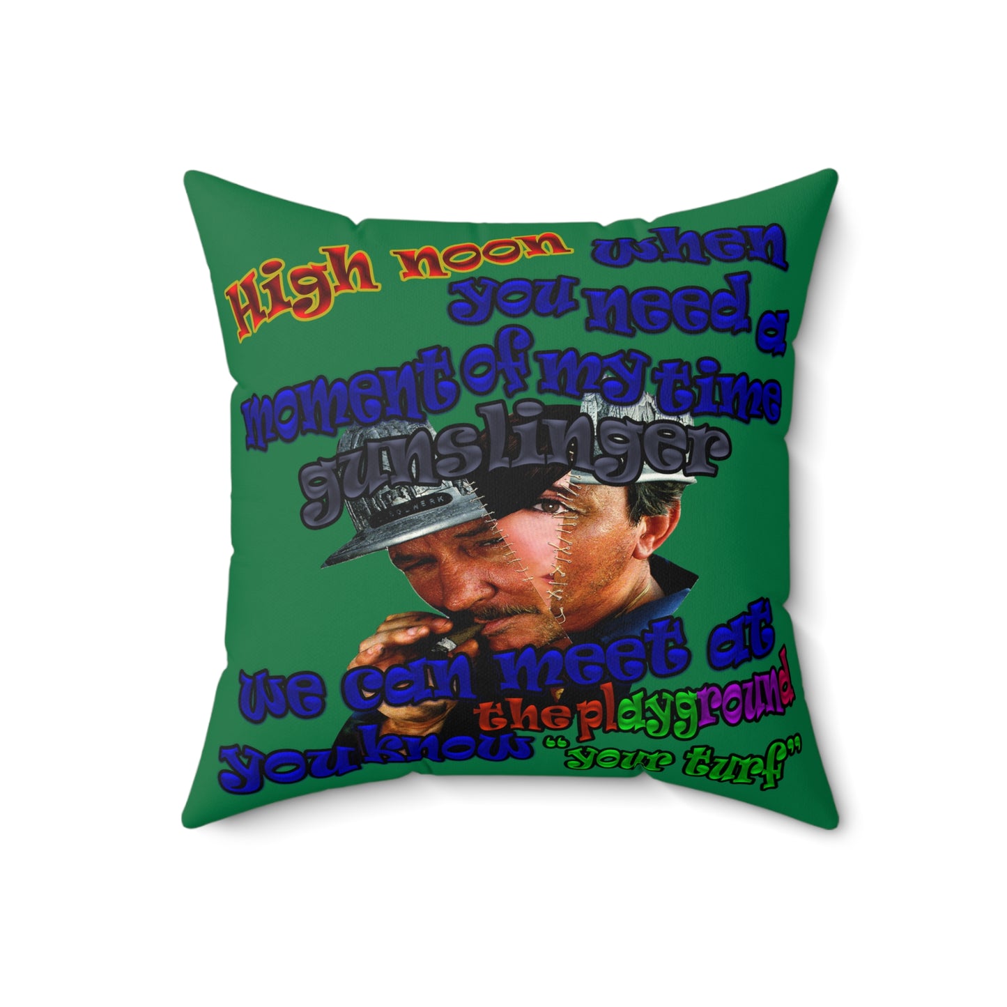 high noon - Spun Polyester Square Pillow - (dark green)