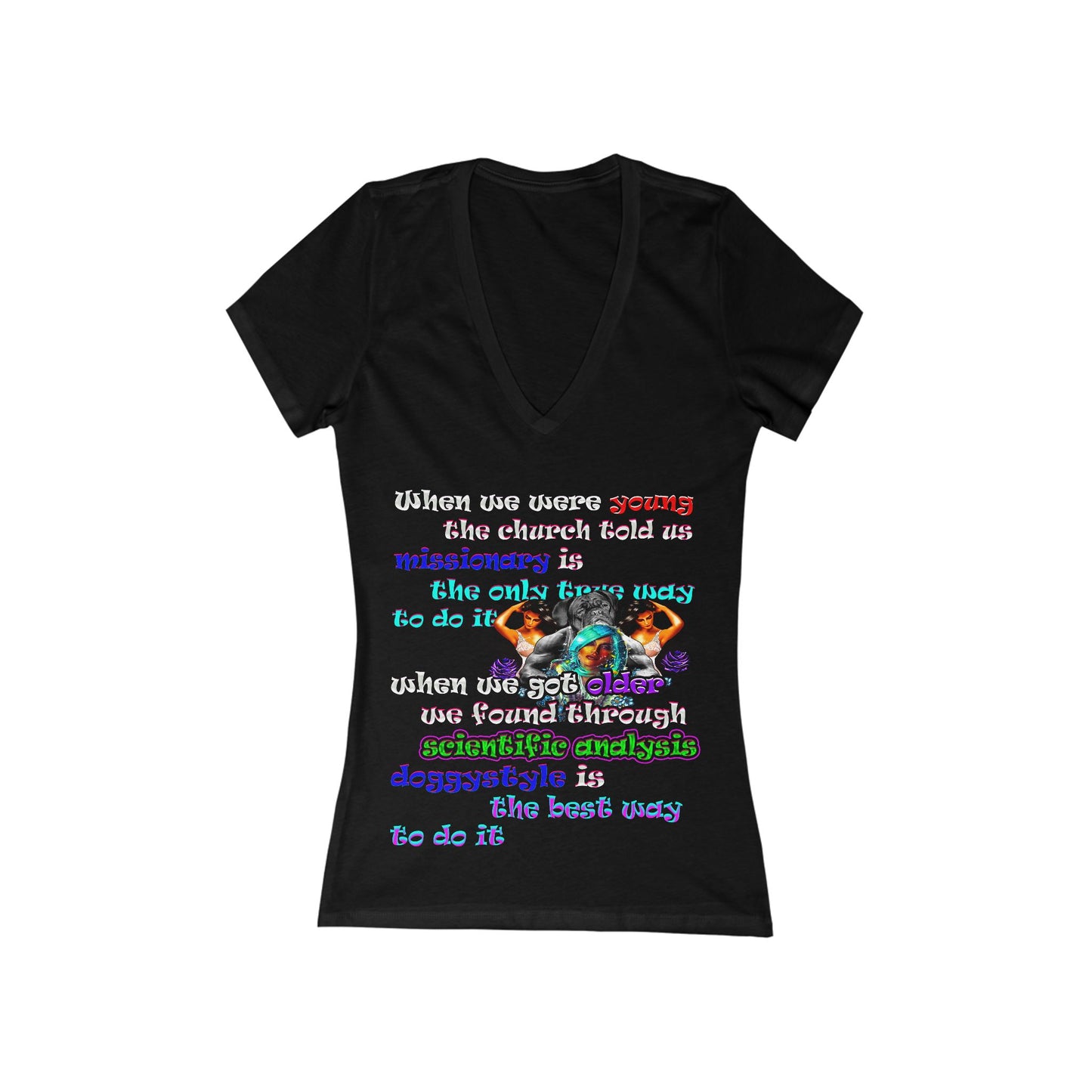doggystyle - Women's Jersey Short Sleeve Deep V-Neck Tee