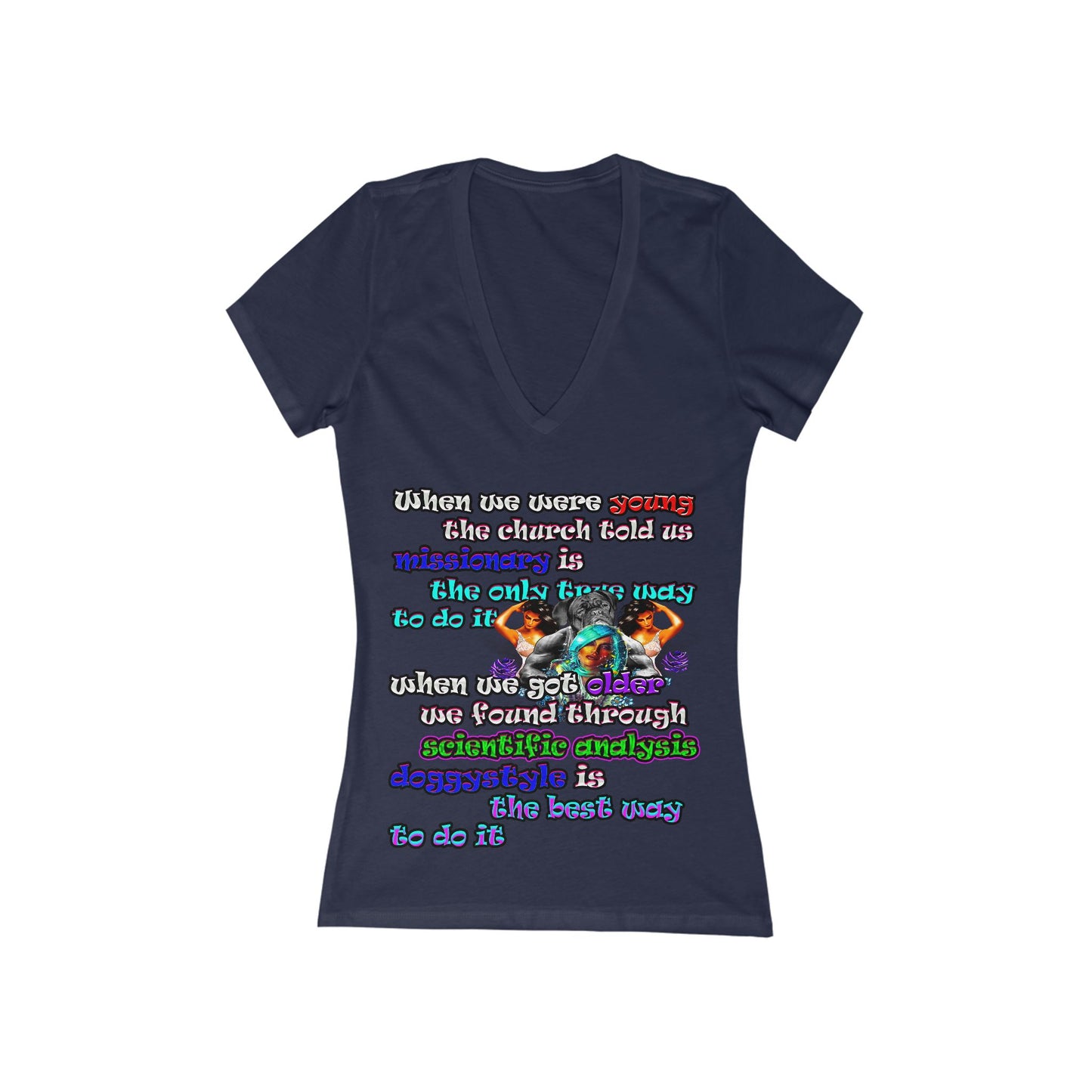 doggystyle - Women's Jersey Short Sleeve Deep V-Neck Tee