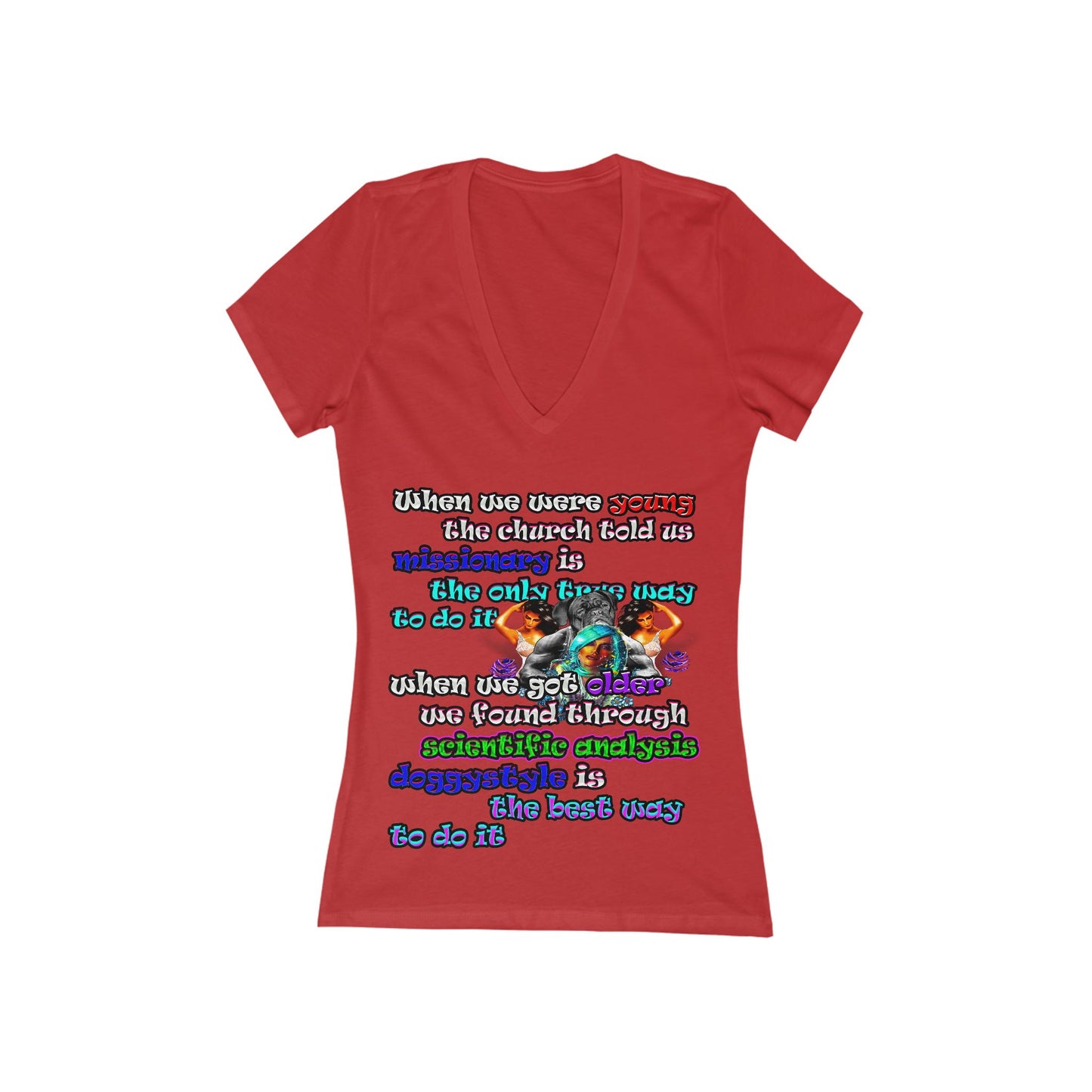 doggystyle - Women's Jersey Short Sleeve Deep V-Neck Tee