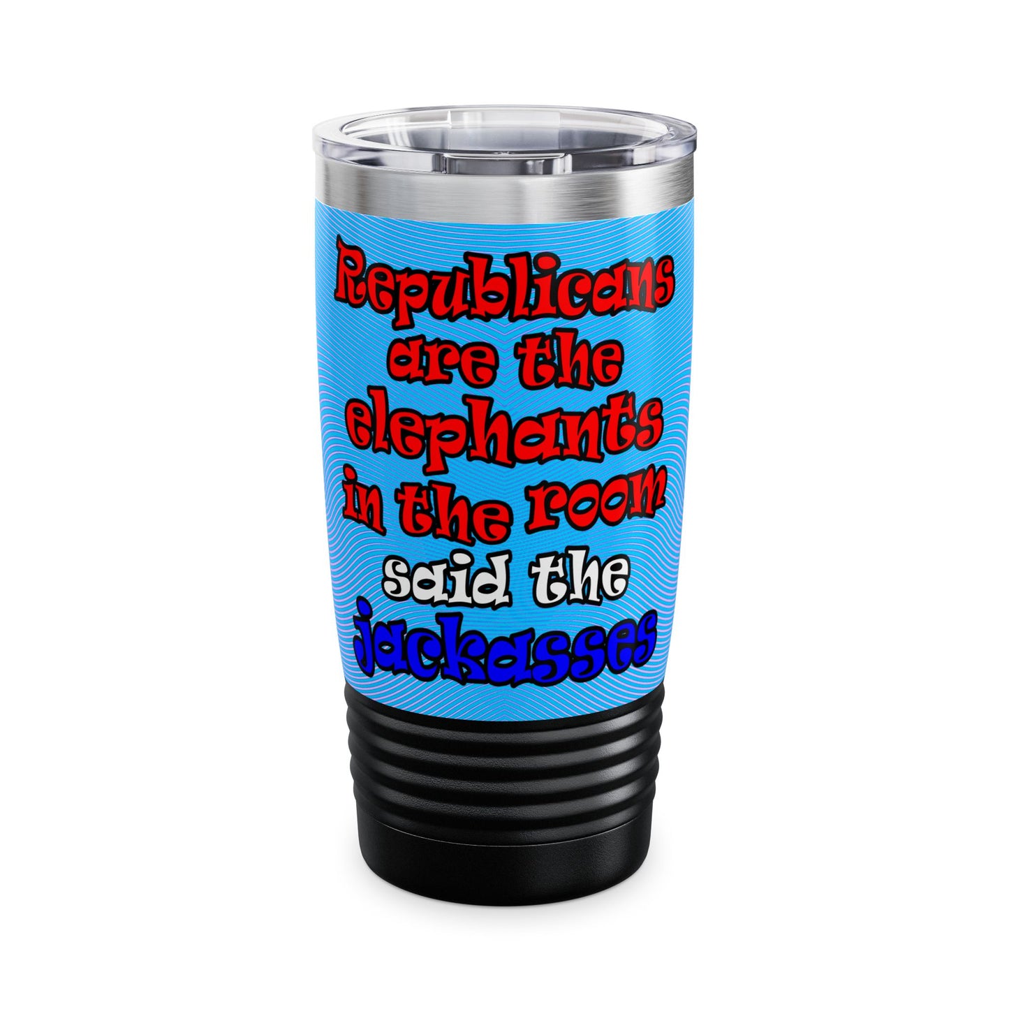 donkeys and elephants - Ringneck Tumbler, 20oz (light blue-purple wave)