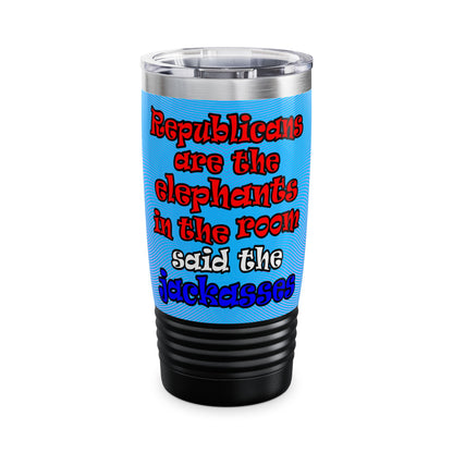 donkeys and elephants - Ringneck Tumbler, 20oz (light blue-purple wave)