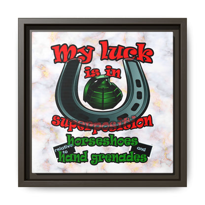 my luck - framed canvas art (white marble)