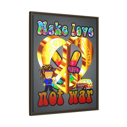 love peace - framed canvas art (grey-light grey)