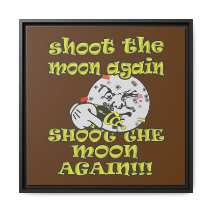 shoot the moon again - framed canvas art (brown)