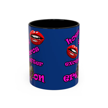 hoes b4 bros - Accent Mug (dark blue)