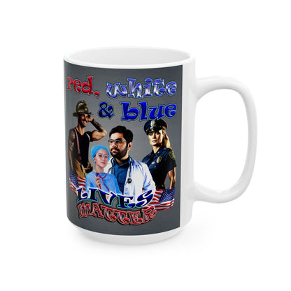 rw&b lives matter - White Mug (grey-light grey)