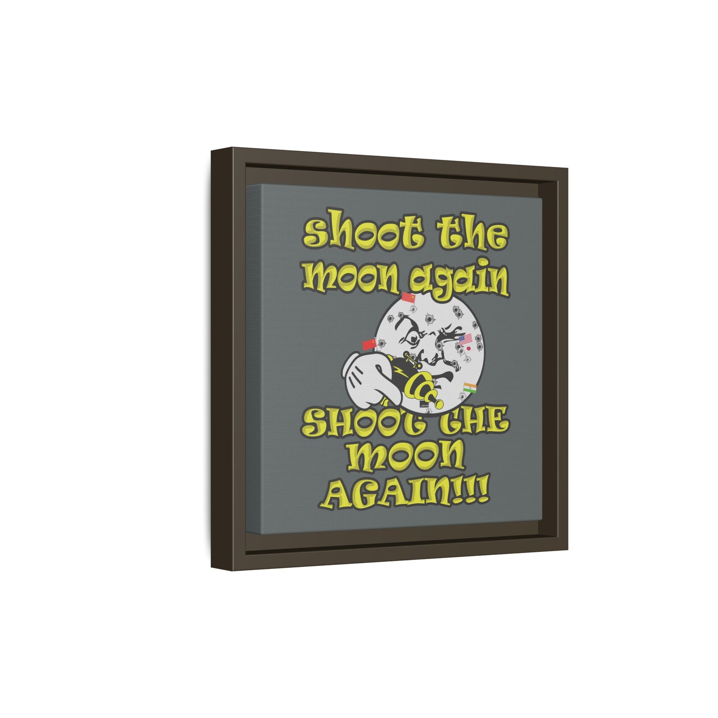 shoot the moon again - framed canvas art (dark grey)
