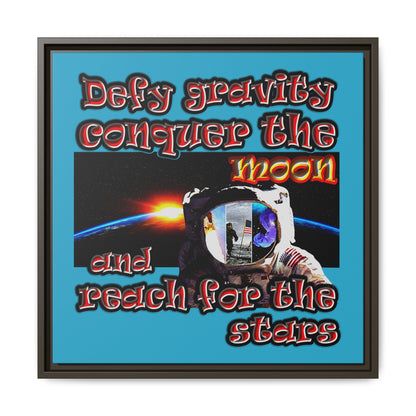 defy conquer reach - framed canvas art (turquoise)