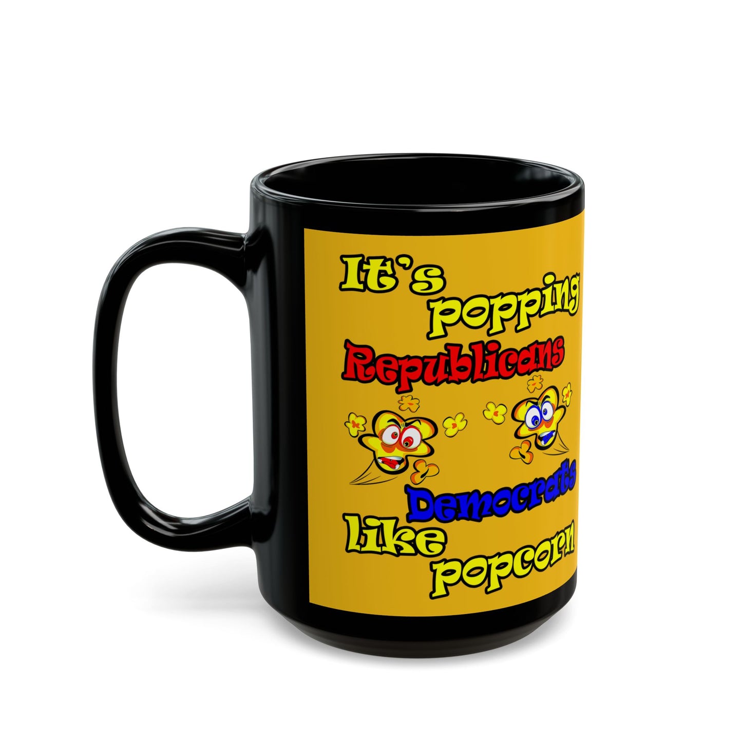 popping like popcorn - Black Mug (yellow)