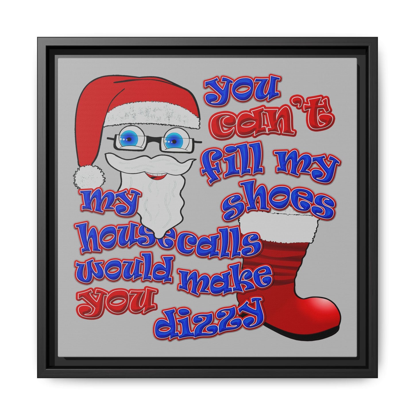 santa's shoes - framed canvas art (light grey)
