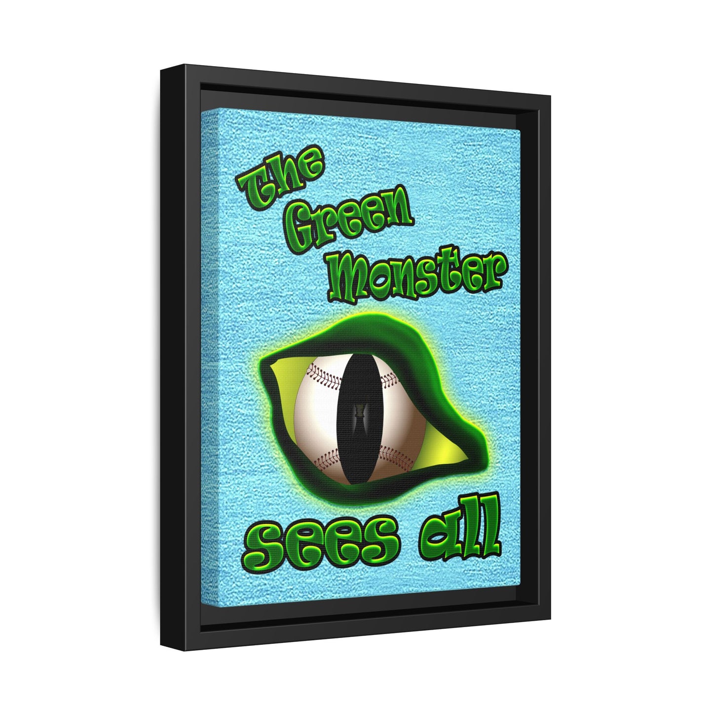 green monster - framed canvas art (faded blue)