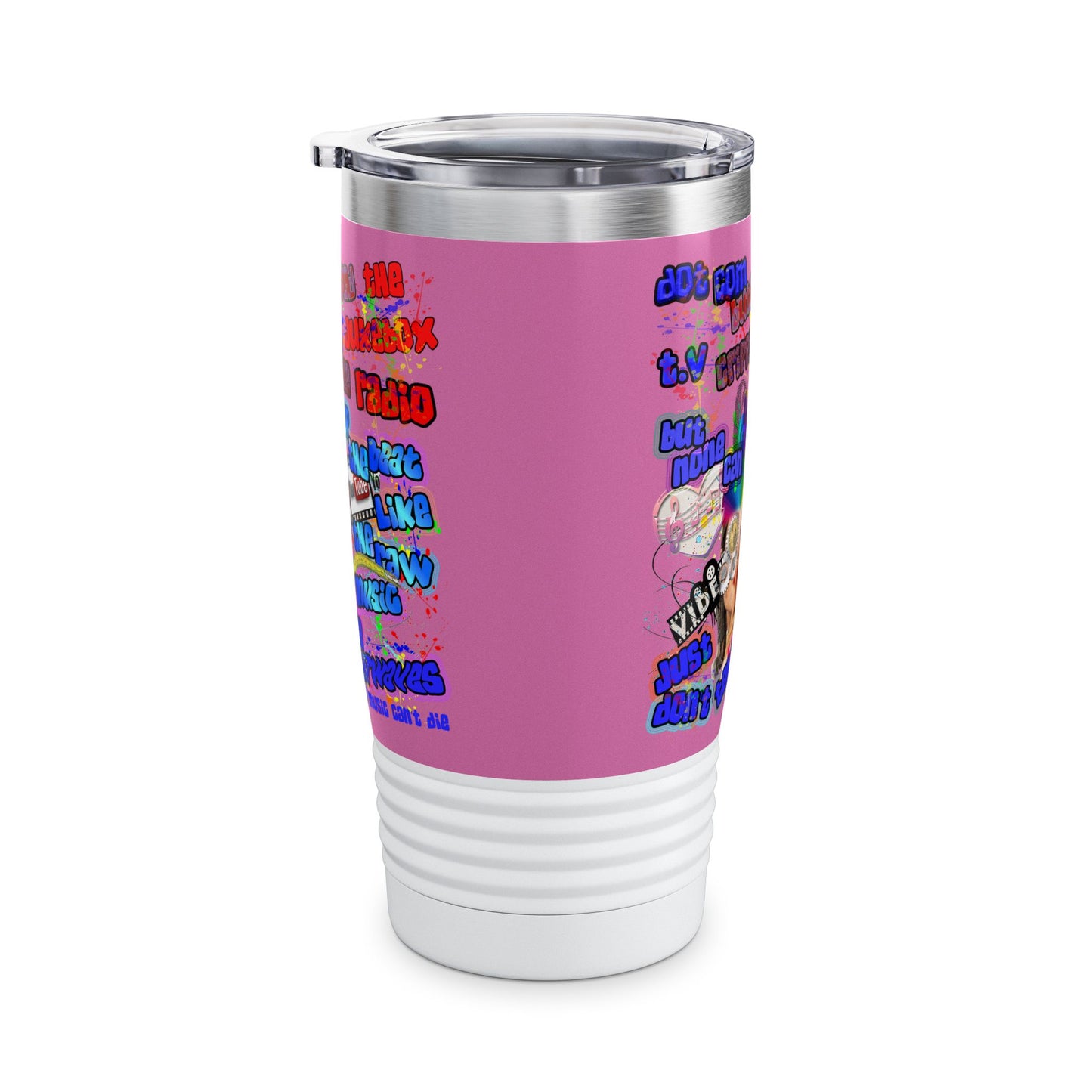 drop the beat - Ringneck Tumbler, 20oz (light pink)