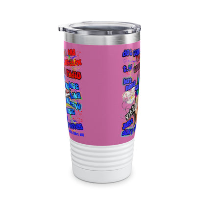 drop the beat - Ringneck Tumbler, 20oz (light pink)