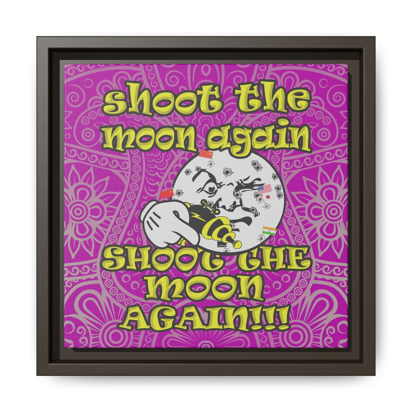 shoot the moon again - framed canvas art (pink swirl)