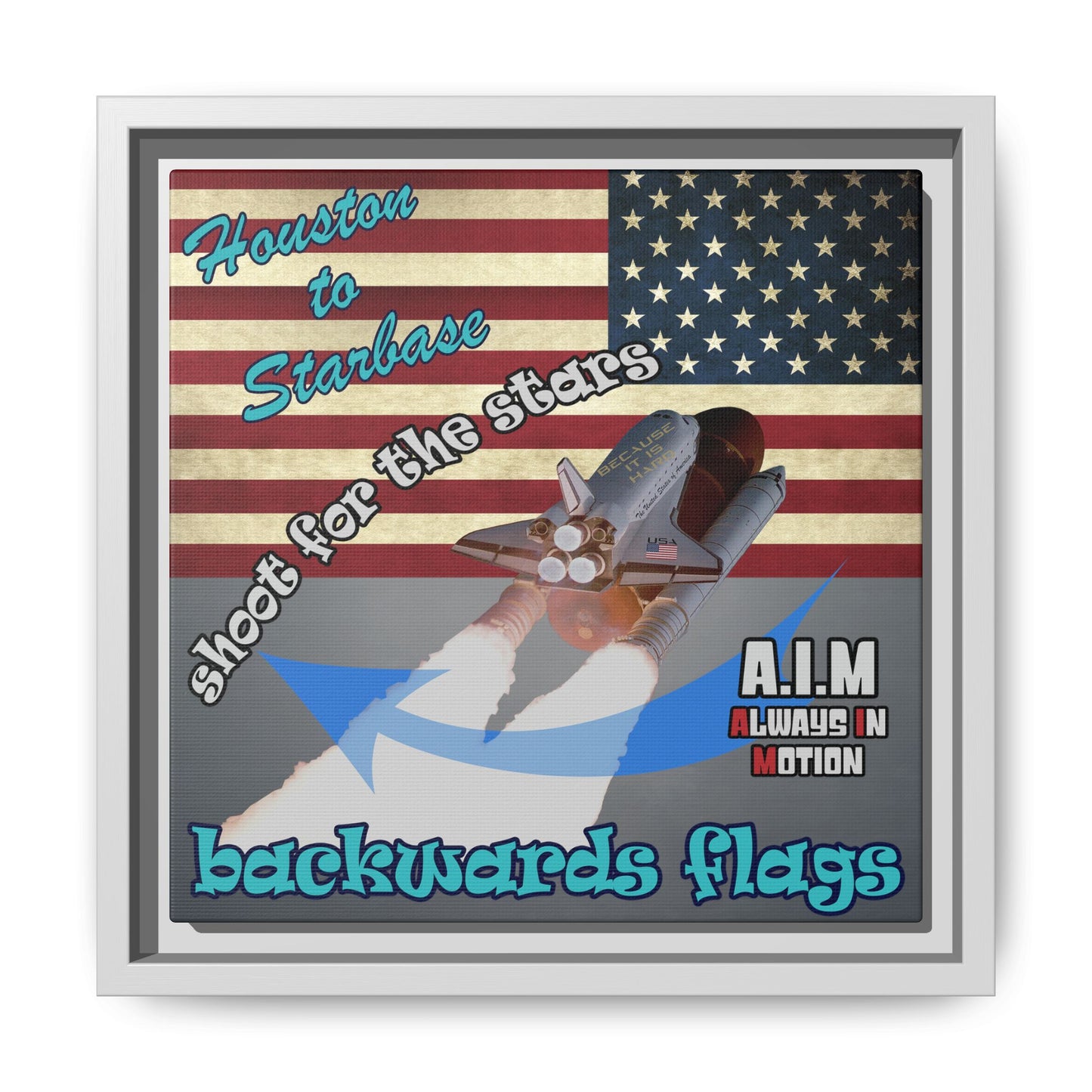 shoot for the stars - framed canvas art (grey-light grey)