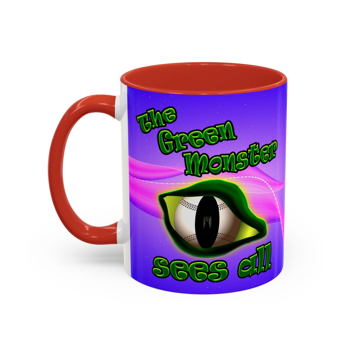 green monster - Accent Mug (purple-pink wave)