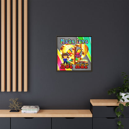 love peace - framed canvas art (rainbow split)