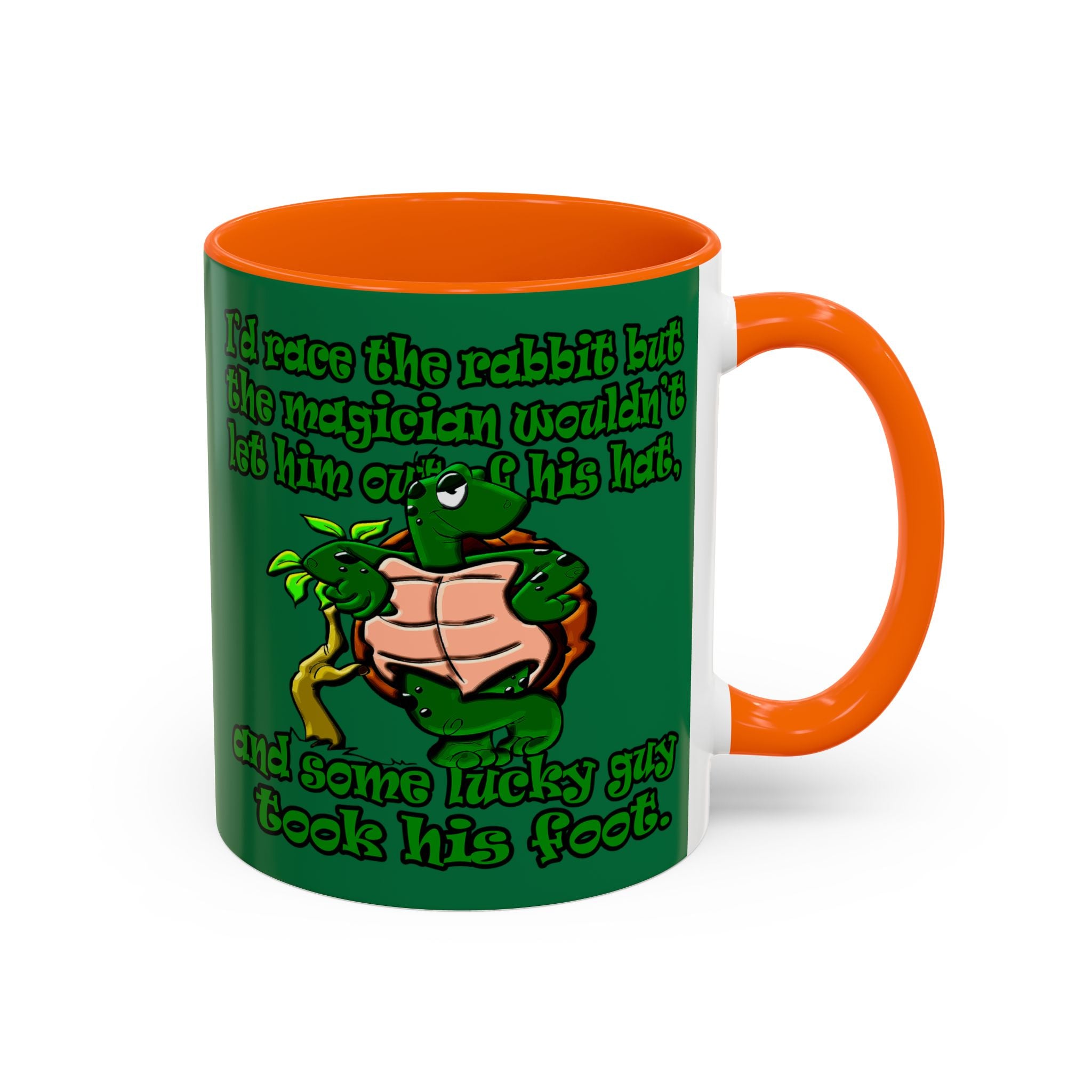 turtle race - Accent Mug (dark green)