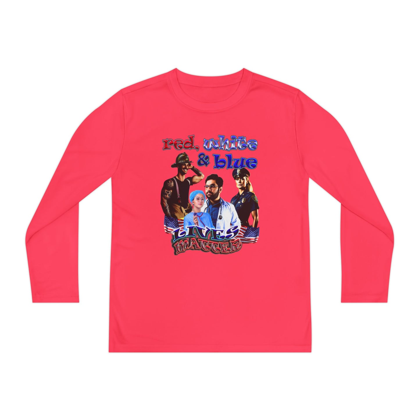rw&b lives matter - Youth Long Sleeve Competitor Tee
