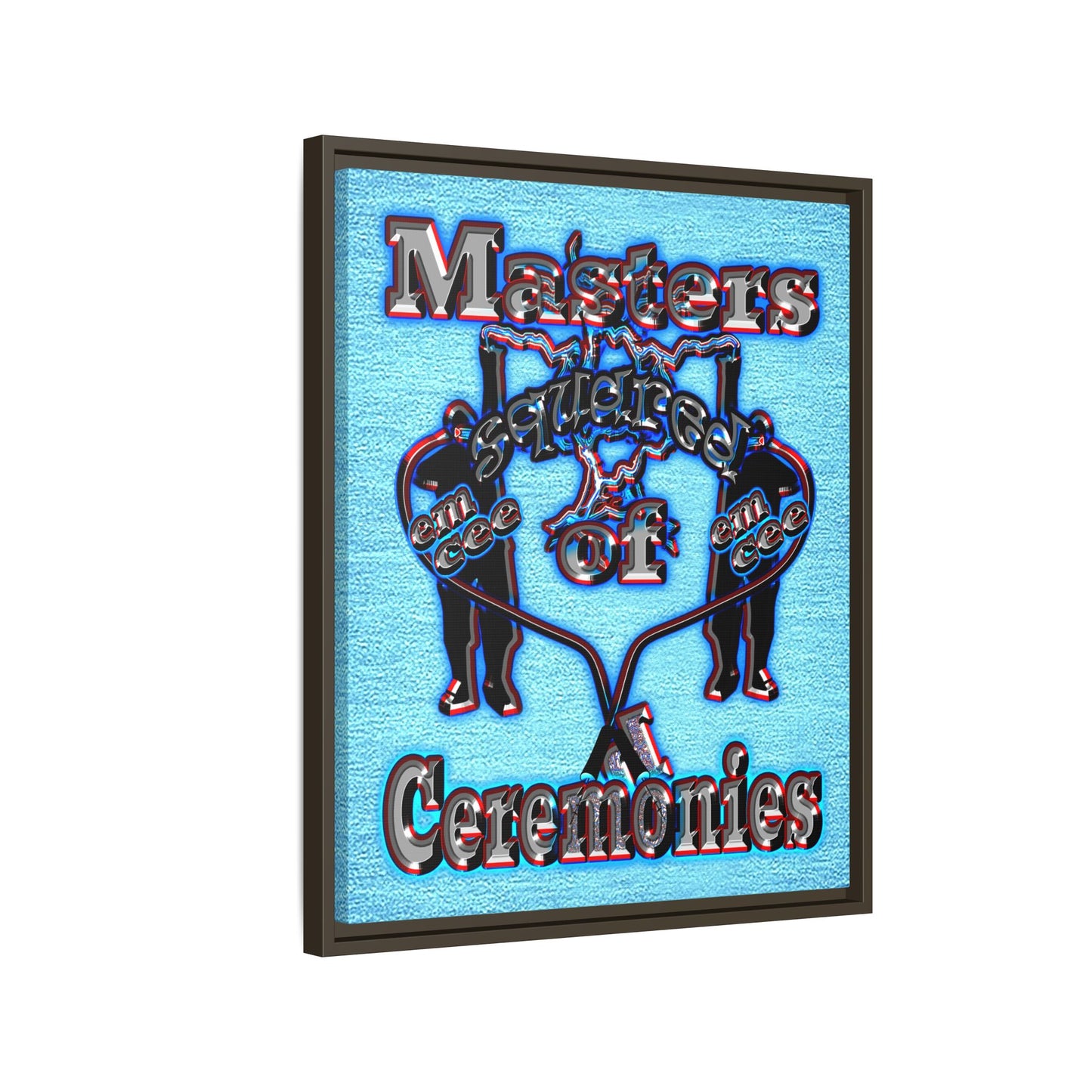 em cee squared - framed canvas art (faded blue)