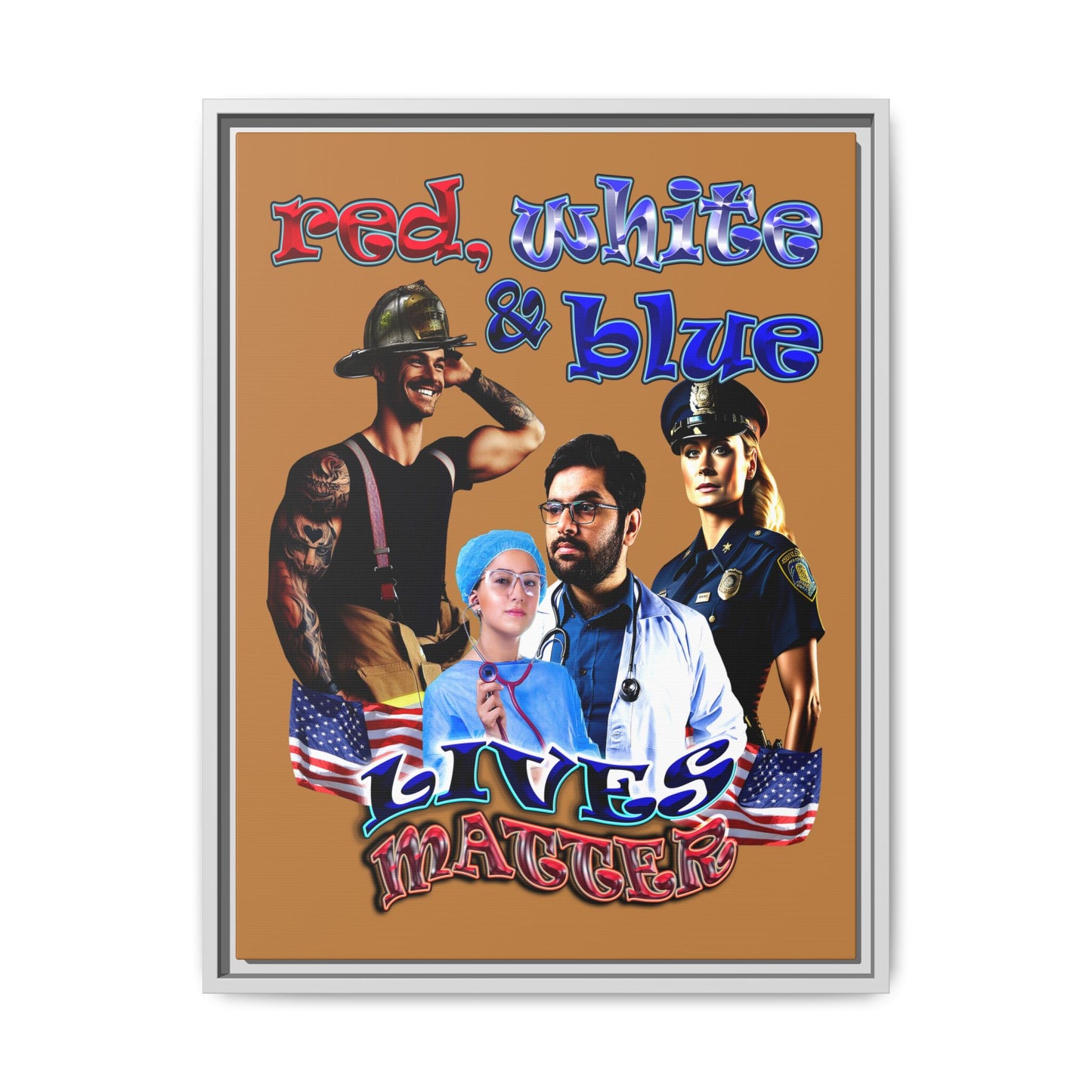 rw&b lives matter - framed canvas art (light brown)