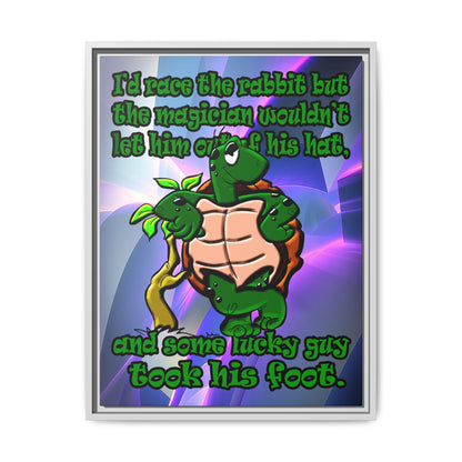 turtle race - framed canvas art (grey-pink wave)