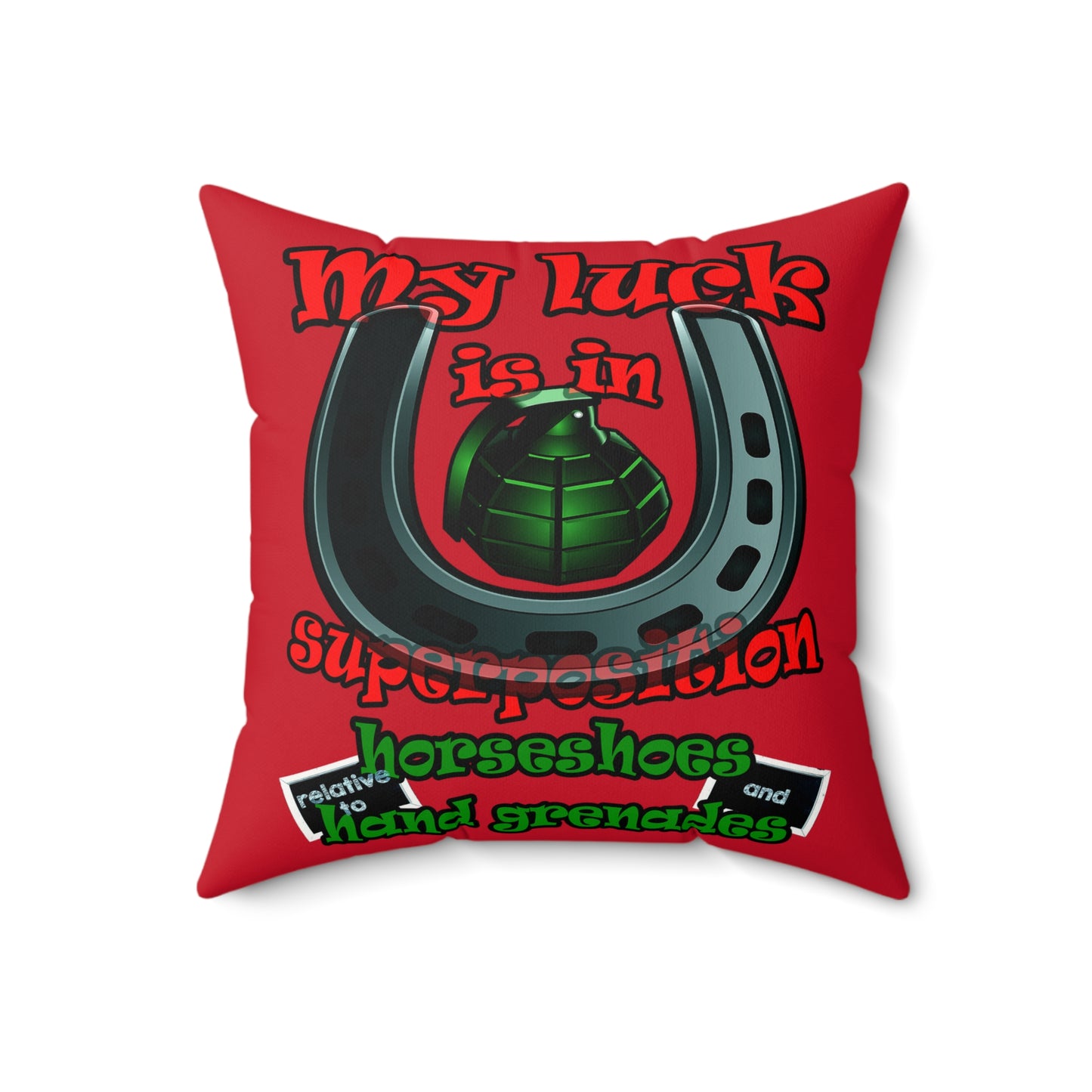 my luck - Faux Suede Square Pillow - (dark red)