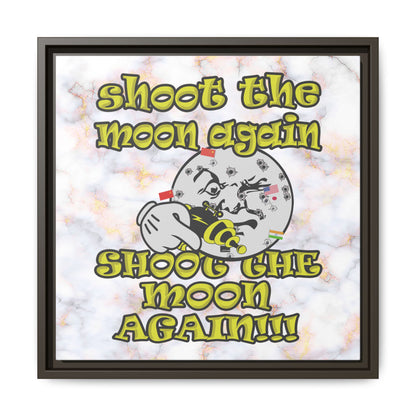 shoot the moon again - framed canvas art (white marble)