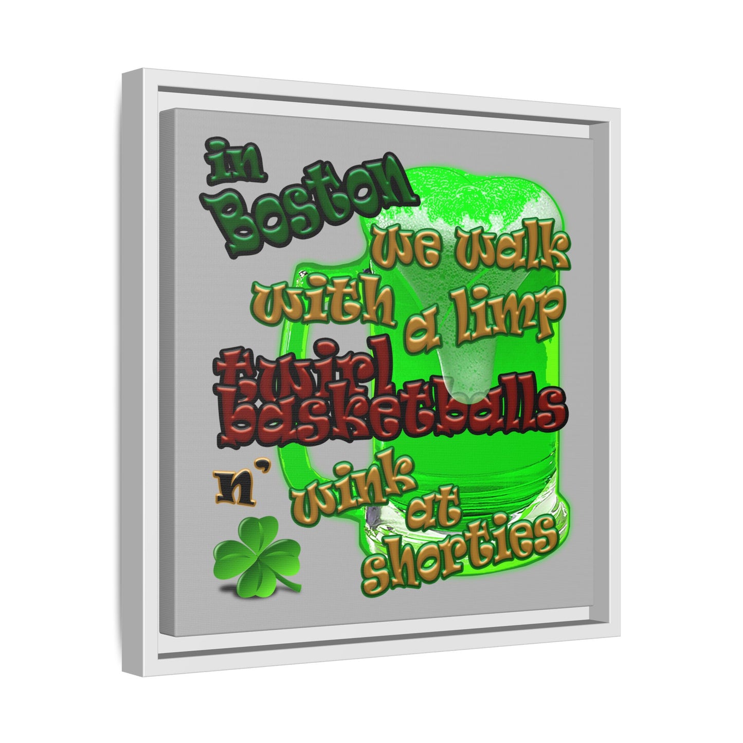 celtics logo - framed canvas art (light grey)