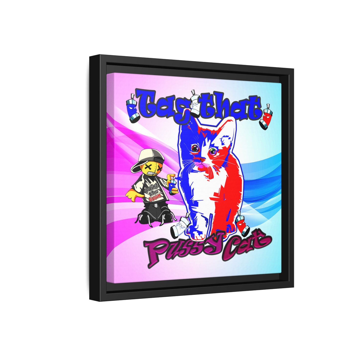 tag that - framed canvas art (light blue-pink wave)