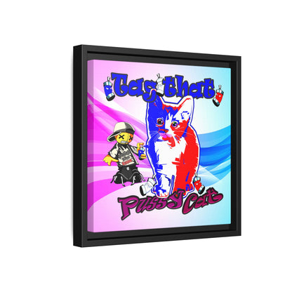 tag that - framed canvas art (light blue-pink wave)