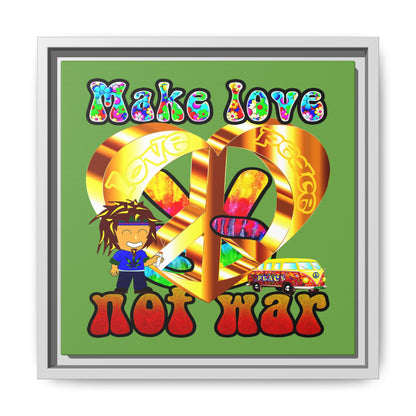 love peace - framed canvas art (green)