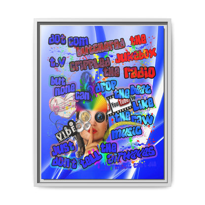 drop the beat - framed canvas art (blue-white wave)