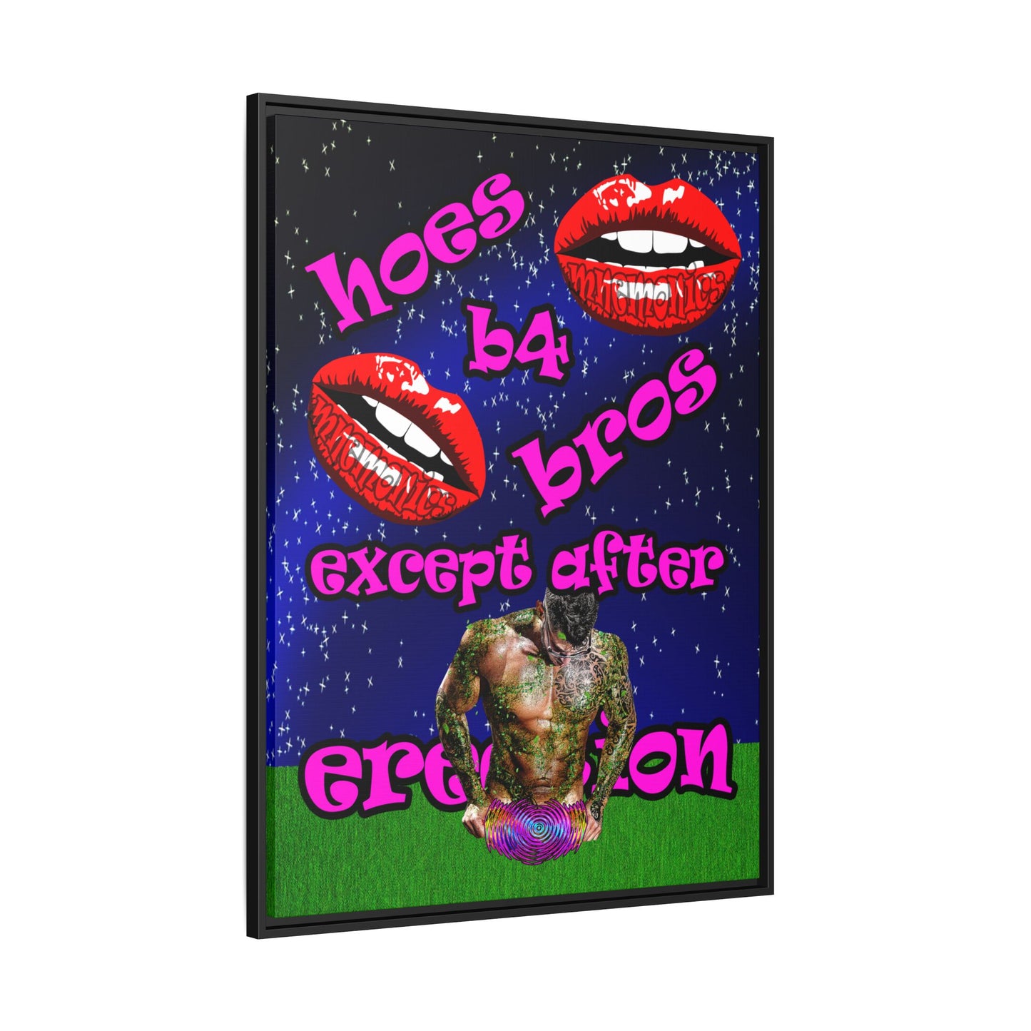 hoes b4 bros - framed canvas art ('snoops' background)