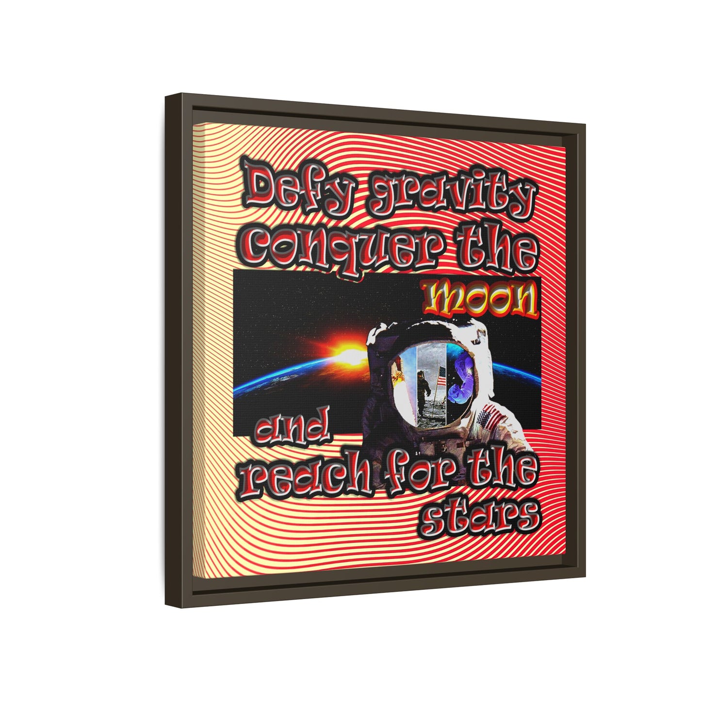 defy conquer reach - framed canvas art (yellow-orange wave)