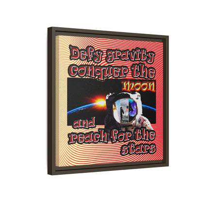 defy conquer reach - framed canvas art (yellow-orange wave)