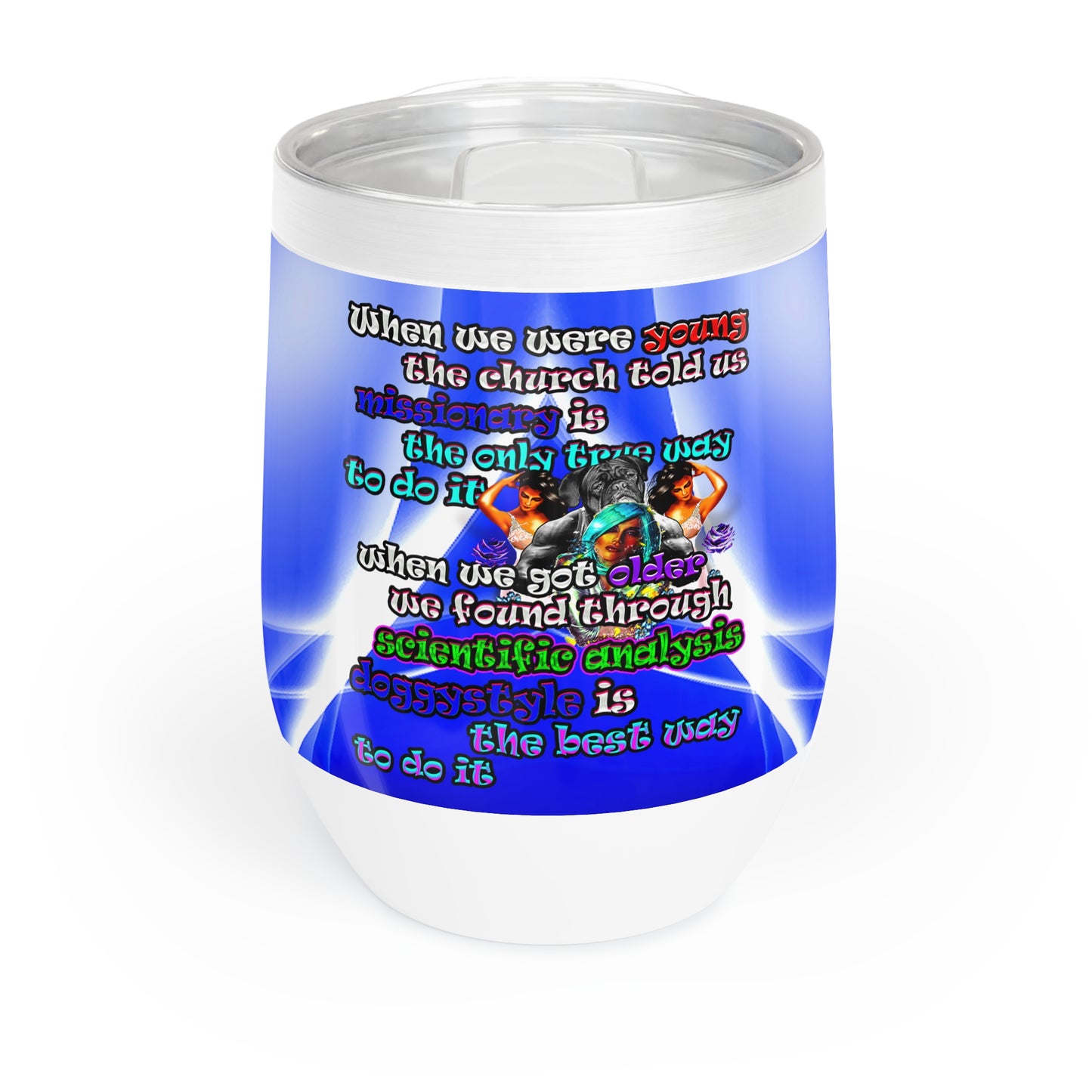 doggystyle - Chill Wine Tumbler (blue-white wave)