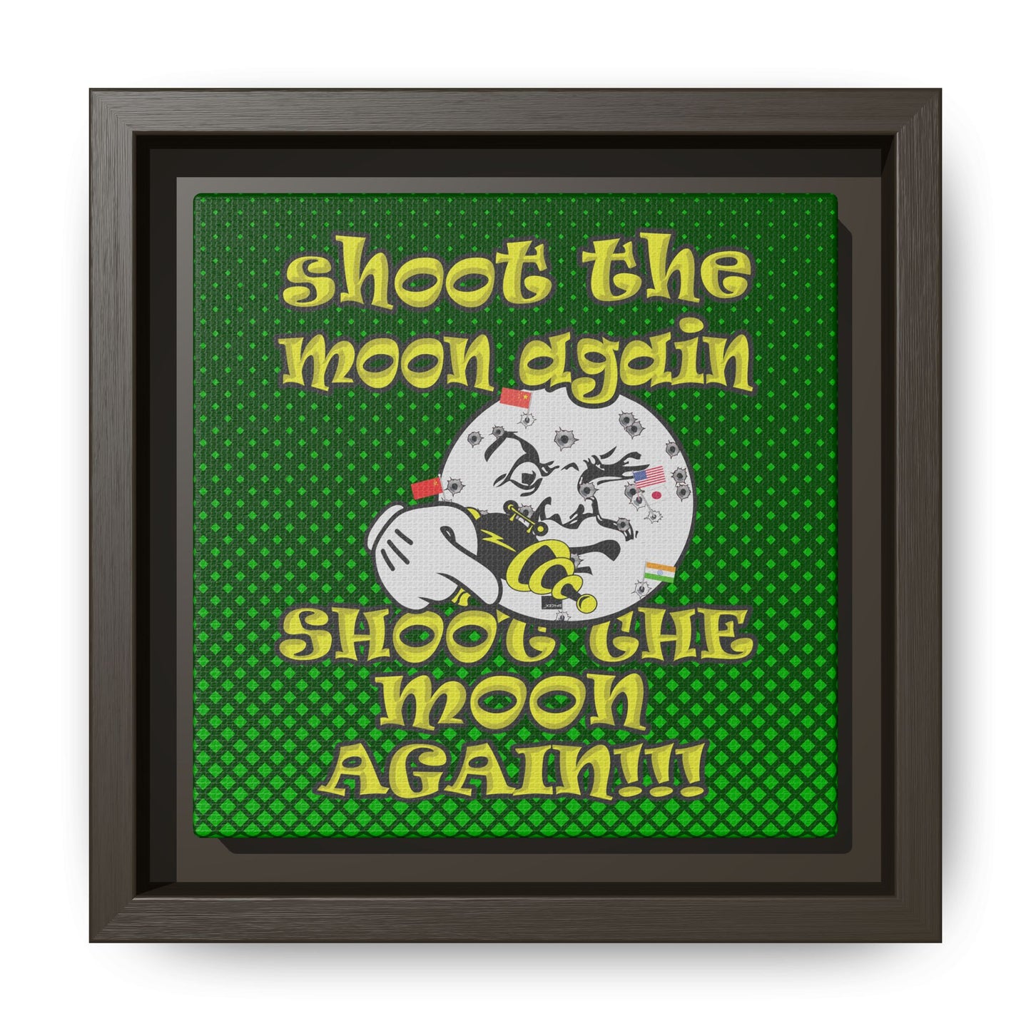 shoot the moon again - framed canvas art (logo green)