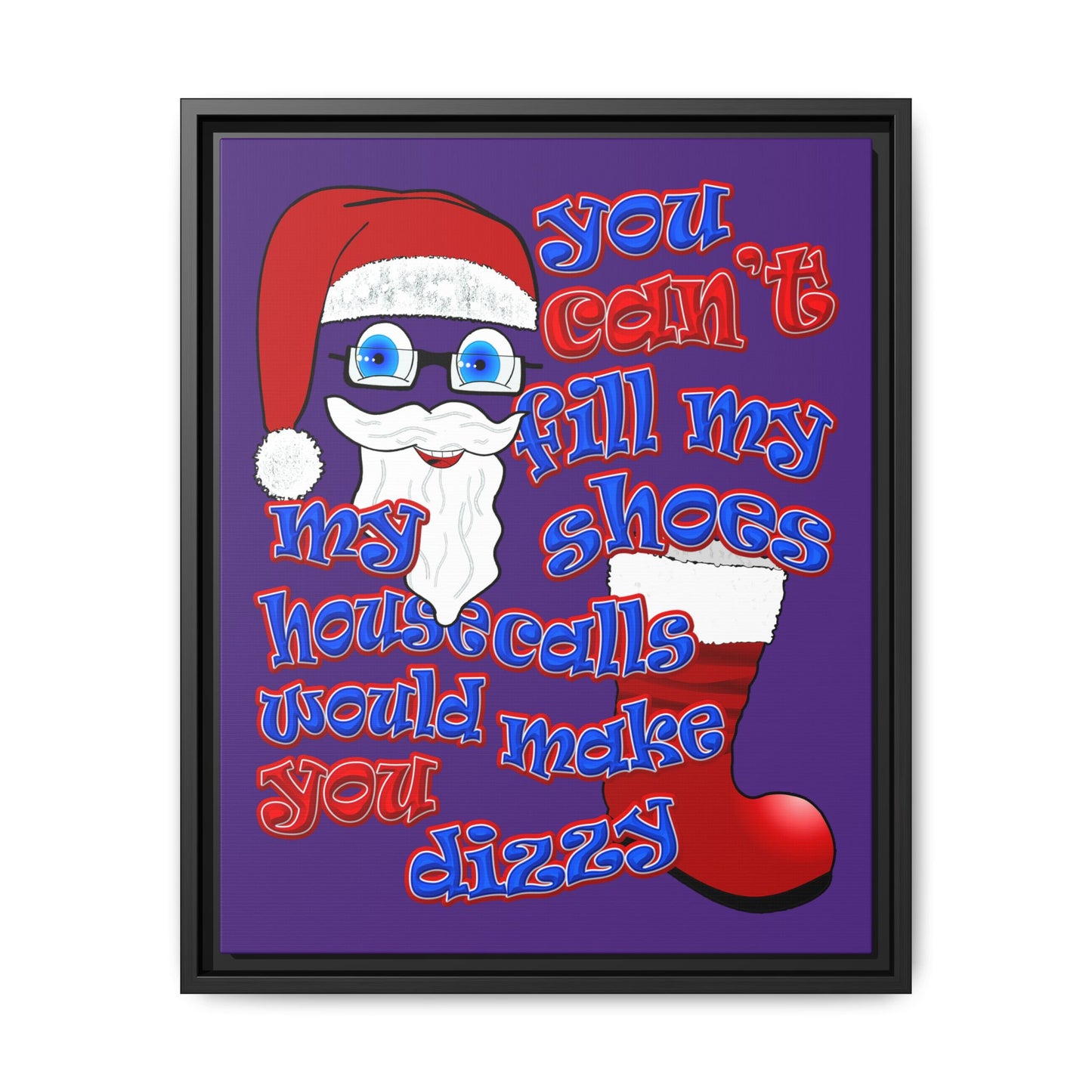 santa's shoes - framed canvas art (purple)