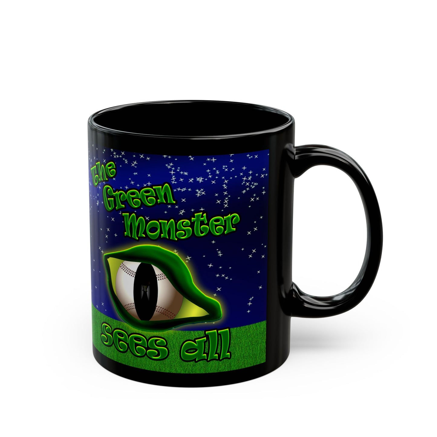 green monster - Black Mug ('snoops' background)