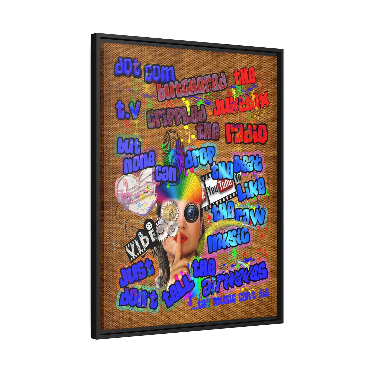 drop the beat - framed canvas art (brown papyrus)
